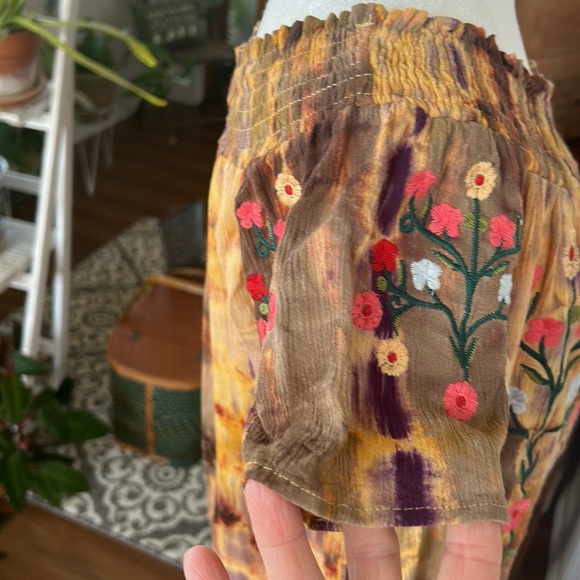 Gauze embroidery jumper gold and purple - Picture 6 of 8